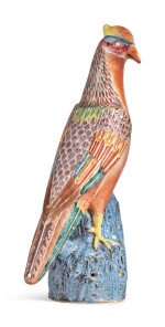 A Chinese Export Famille-rose Figure of a Pheasant, Qing Dynasty, Qianlong Period | 清乾隆 粉彩錦雞擺件