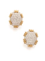  PAIR OF GOLD AND DIAMOND EARCLIPS, DAVID WEBB