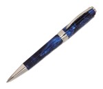 VISCONTI | A BLUE MARBLED RESIN BALLPOINT PEN WITH SILVER ACCENTS, CIRCA 2005