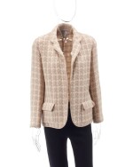 Cream, ivory and powder pink knitted wool jacket 