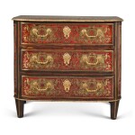 A Première Partie Boulle Marquetry and Brass Inlaid Tortoiseshell Three-Drawer Commode, 19th Century, Incorporating Earlier Elements