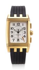JAEGER-LECOULTRE | REVERSO, REFERENCE 295.1.59,  A YELLOW GOLD REVERSIBLE CHRONOGRAPH WRISTWATCH WITH DATE AND RETROGRADE REGISTER, CIRCA 2005