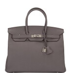  Hermès Gris Etain Birkin 35cm of Togo Leather with Palladium Hardware