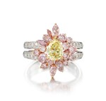 COLOURED DIAMOND AND DIAMOND RING | 彩色鑽石 配 鑽石 戒指