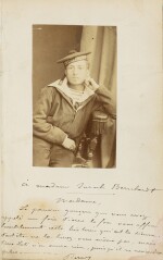 Aziyadé. 1879. EO. Photo dédicacée à Sarah Bernhardt, avec manuscrit sur la véritable histoire d'Azyadé