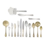 AN ASSEMBLED FRENCH SILVER AND SILVER-GILT JOSEPHINE PATTERN FLATWARE SERVICE, AUCOC AND OTHERS, PARIS, LATE 19TH CENTURY