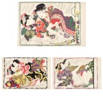 Attributed to Keisai Eisen (1790–1848) | Three shunga woodblock prints | Edo period, 19th century