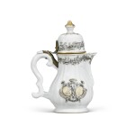 A grisaille and gilt coffee pot and cover, Qing dynasty, 18th century