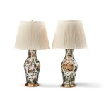 A Pair of Decalcomania Vases Now Mounted as Lamps