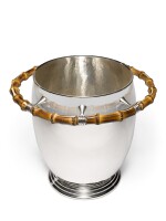 An Italian Silver and Bamboo Tahiti Pattern Ice Bucket, Buccellati, Padova, Modern
