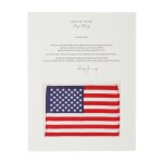 [APOLLO 16]. FLOWN TO THE LUNAR SURFACE ON APOLLO 16. UNITED STATES OF AMERICA FLAG FROM THE COLLECTION OF JOHN YOUNG