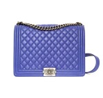 CHANEL | LIGHT BLUE BOY GM BAG IN GRAINED LEATHER, 2011/2012