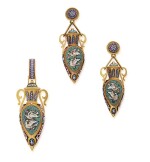 HUNT & ROSKELL | GOLD AND MICROMOSAIC PENDANT AND PAIR OF PENDANT-EARRINGS