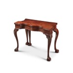 Very Fine and Rare Chippendale Carved and Figured Mahogany Five-Leg Games Table, New York, Circa 1770