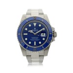 ROLEX | REFERENCE 116610 SUBMARINER 'SMURF' A WHITE GOLD AUTOMATIC WRISTWATCH WITH DATE AND BRACELET, CIRCA 2008
