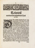QUIROS. Relation ... von dem new erfundnem vierten theil der Welt... Augsbourg, 1611. In-4. Maroquin rouge de Lortic.