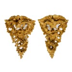 A Pair of George II Gilt Oak Corner Wall Brackets, one circa 1755, the other late 18th/early 19th century