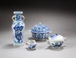 A group of four blue and white porcelains, Qing dynasty, 18th-19th century | 清十八至十九世紀 青花瓷器一組四件