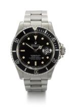 ROLEX | SUBMARINER, REFERENCE 16610,  STAINLESS STEEL WRISTWATCH WITH DATE AND BRACELET, CIRCA 1988