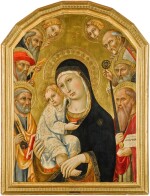 The Virgin and Child, with Saints Peter, Jerome, Anthony Abbot, Bernardino, Augustine, Paul, and two angels