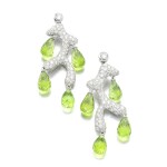 MICHELE DELLA VALLE | PAIR OF PERIDOT AND DIAMOND EARRINGS 
