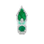 Cartier | Emerald and Diamond Jabot Pin, France