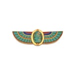 Egyptian-Revival Faience and Micromosaic Brooch | Castellani | 埃及復興風格錫釉瓷及微型馬賽克胸針