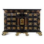 An Italian brass-mounted pietre dure and ebony cabinet, Florence, circa 1700