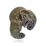 Sapphire Pave Skull Cuff Bracelet