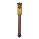 A George III inlaid mahogany stick barometer, Thomas Knight, Thaxted, circa 1790