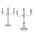 A pair Victorian silver-three-light candelabra, Horace Woodward & Co., London, 1897
