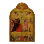 Sold Without Reserve | MASTER OF THE SAN TOMMASO DOSSAL | THE CRUCIFIXION WITH THE ARCHANGEL MICHAEL AND SAINTS ELIZABETH OF HUNGARY, AGNES, CATHERINE OF ALEXANDRIA AND CLARE; THE 'IMAGO PIETATIS' WITH THE DONOR FIGURES OF A FRANCISCAN FRIAR AND NUN ON THE VERSO