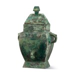 An inscribed archaic bronze ritual wine vessel and cover (Fanglei), Late Shang / Early Western Zhou dynasty | 商末 / 西周初 冉方罍