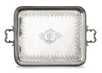 A French rectangular silver tray with handles, circa 1900