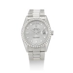 ROLEX  |  DAY-DATE, REFERENCE 18346,  A PLATINUM AND DIAMOND-SET WRISTWATCH WITH DAY, DATE AND BRACELET, CIRCA 1991