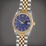 Reference 15053 Date | A stainless steel and yellow gold automatic wristwatch with date and bracelet, Circa 1981