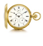 JOHN WALKER, LONDON | A GOLD HALF-HUNTING CASED MINUTE REPEATING KEYLESS POCKET CHRONOMETER WITH CALENDAR, RETROGRADE DATE AND START/STOP SECONDS  1866 NO. 10600