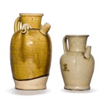 Two pottery ewers, Tang dynasty 