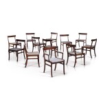 OLE WANSCHER | DINING ROOM SET COMPRISED OF ONE TABLE, THREE EXTENSION LEAVES, TEN CHAIRS, TWO ARMCHAIRS