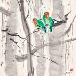 吳冠中　枝頭鳥 | Wu Guanzhong, Lovebirds