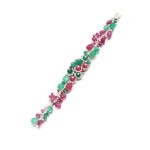 Attractive emerald, ruby and diamond bracelet, 'Tutti Frutti', circa 1939