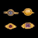 Four gem-set gold rings Java, Indonesia, 10th - 15th century | 十至十五世紀 印尼爪哇 金嵌寶戒指一組四枚