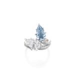 Important Fancy Intense Blue diamond and diamond ring, 'Duet', circa 2011