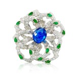 Sapphire, Emerald and Diamond Brooch | 大衛韋伯 | 藍寶石 配 祖母綠 及 鑽石 胸針
