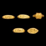 A group of five gold rings | 九至十一世紀 驃國 金戒指四枚 及 八至十世紀 印尼中爪哇 戒指四枚一枚