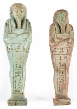 TWO EGYPTIAN GREEN-GLAZED USHABTIS, 26TH DYNASTY, CIRCA 664-525 B.C.