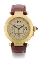 CARTIER | PASHA, REFERENCE 1988 820901, YELLOW GOLD WRISTWATCH WITH DATE, CIRCA 1989