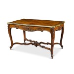 A French gilt-bronze mounted kingwood and carved walnut centre table, early 20th century