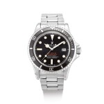 ROLEX   | "DOUBLE RED" SEA-DWELLER, REFERENCE 1665  A STAINLESS STEEL WRISTWATCH WITH DATE AND BRACELET, PRESENTED BY ROLEX TO DIVER ALLAN E. WITCOMBE, CIRCA 1975" | 勞力士 | ""Double Red"" Sea-Dweller 型號1665 精鋼鏈帶腕錶，備日期顯示，由勞力士贈送予潛水員Allan E. Witcombe，錶殼編號3745847，約1975年製"