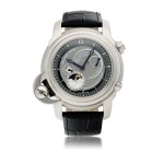 MICHEL JORDI | HERITAGE & TRADITION LIMITED EDITION SWIVELING WHITE GOLD SINGLE-BUTTON CHRONOGRAPH WRISTWATCH WITH DATE, MOON PHASES AND POWER-RESERVE INDICATION CIRCA 2005